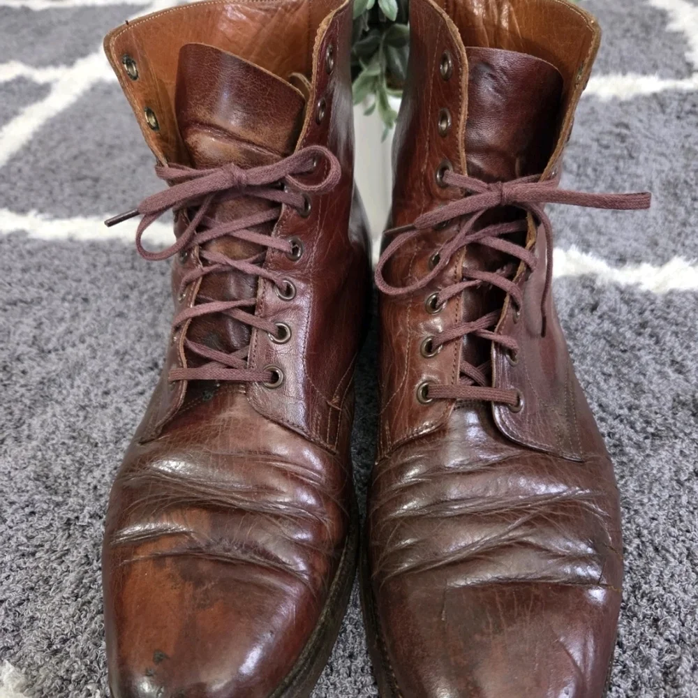 Vtg Polo Ralph Lauren Leather Lace Up Officer Military Field Boots Sz 10 England
